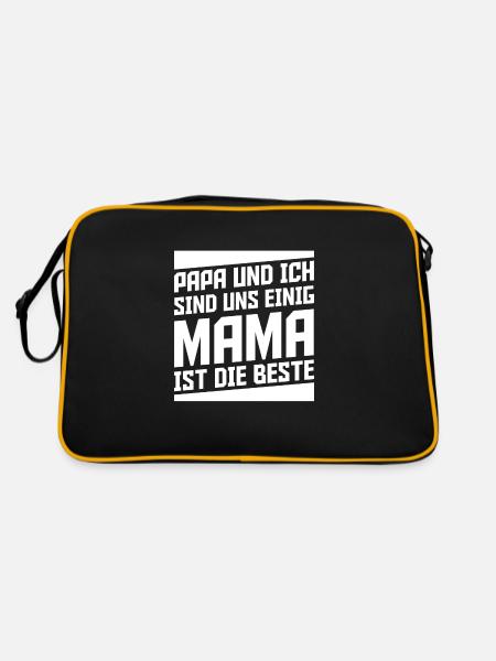 Mama ist die beste Muttertag - Retro Tasche - Schwarz/Gold - Hinten
