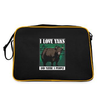 I love Yaks and maybe 3 people - Retro Tasche - Schwarz/Gold - Hinten