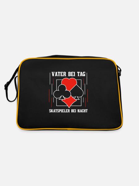 Vater bei Tag Skatspieler bei Nacht - Retro Tasche - Schwarz/Gold - Hinten