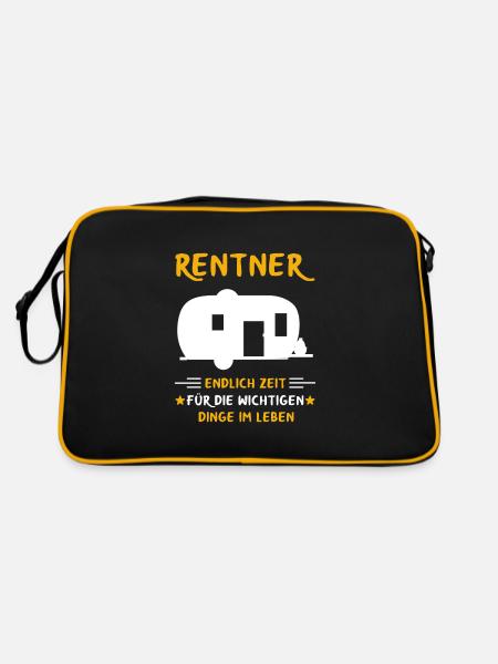 Rentner Rente Rentenbeginn Camping Camper - Retro Tasche - Schwarz/Gold - Hinten
