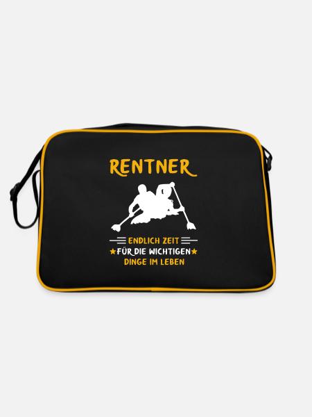 Rentner Rente Rentenbeginn Kanute Kanu - Retro Tasche - Schwarz/Gold - Hinten