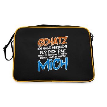 Schatz ich habe versucht dich das perfekt Geschenk - Retro Tasche - Schwarz/Gold - Hinten
