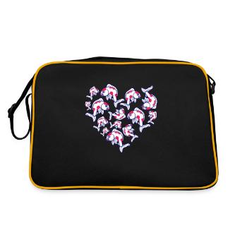 Herz Koi - Retro Tasche - Schwarz/Gold - Hinten