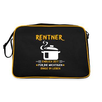 Rentner Rente Rentenbeginn Kochen Koch - Retro Tasche - Schwarz/Gold - Hinten