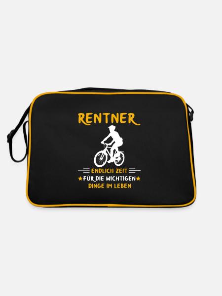 Rentner Rente Rentenbeginn Fahrrad fahren - Retro Tasche - Schwarz/Gold - Hinten