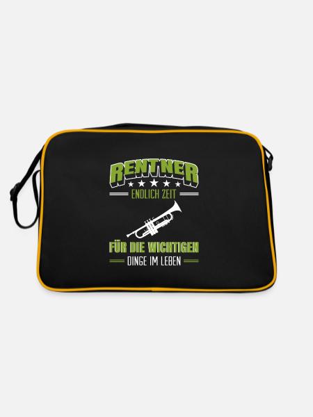Rentner Rente Rentenbeginn Trompete - Retro Tasche - Schwarz/Gold - Hinten