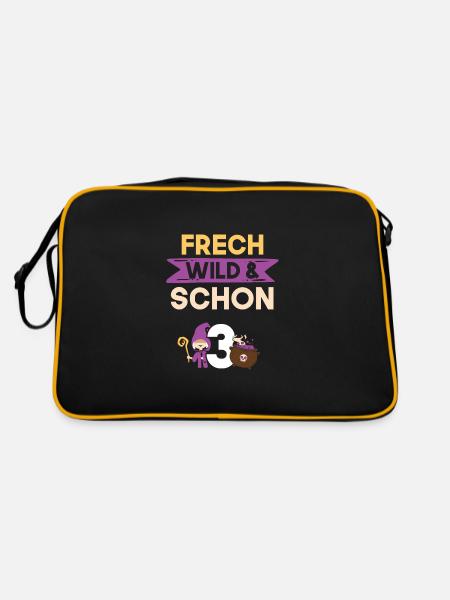 3 Jahre Geburtstag Junge Mädchen Halloween Hexe - Retro Tasche - Schwarz/Gold - Hinten