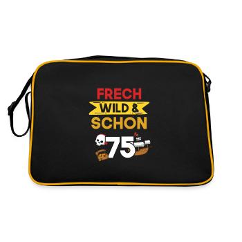 Geschenk 75 Jahre Geburtstag Pirat - Retro Tasche - Schwarz/Gold - Hinten
