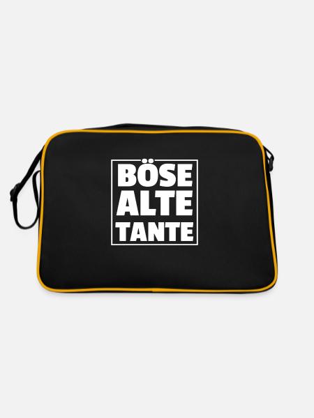 Böse Alte Tante - Retro Tasche - Schwarz/Gold - Hinten
