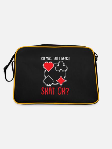Ich mag halt einfach - Skat ok? - Retro Tasche - Schwarz/Gold - Hinten