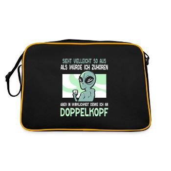 in Wirklichkeit denke ich an Doppelkopf - Retro Tasche - Schwarz/Gold - Hinten