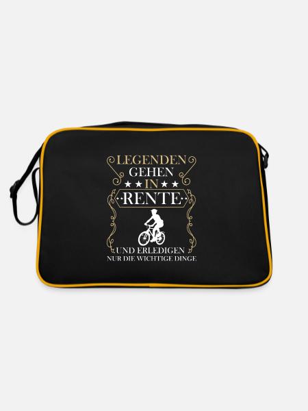 Rentner Rente Rentenbeginn Fahrrad fahren - Retro Tasche - Schwarz/Gold - Hinten