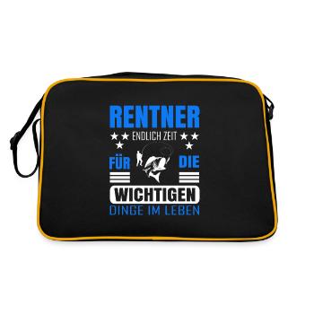 Rentner Rente Rentenbeginn Angeln Angler - Retro Tasche - Schwarz/Gold - Hinten