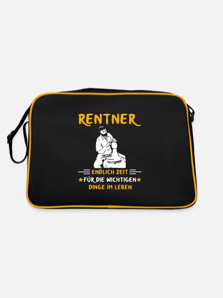 Rentner Rente Rentenbeginn Töpfern - Retro Tasche - Schwarz/Gold - Hinten