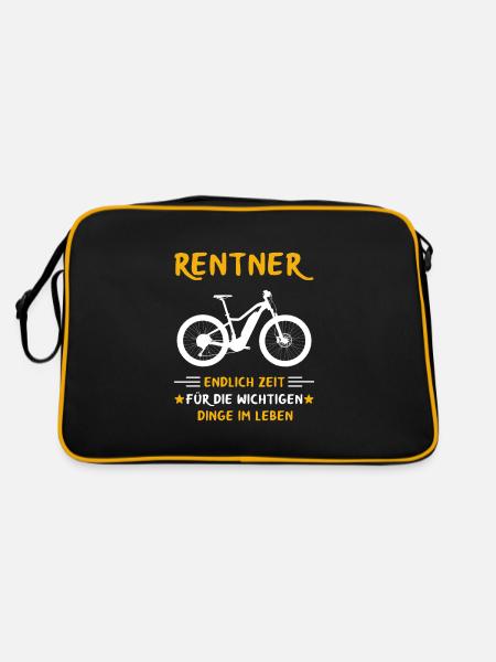 Rentner Rente Rentenbeginn Elektro Fahrrad - Retro Tasche - Schwarz/Gold - Hinten