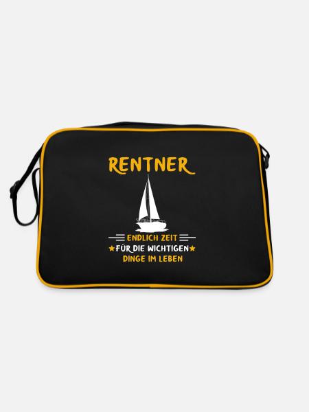 Rentner Rente Rentenbeginn Segeln Segler - Retro Tasche - Schwarz/Gold
