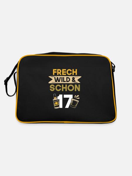17 Jahre Geburtstag Whiskey - Retro Tasche - Schwarz/Gold - Hinten