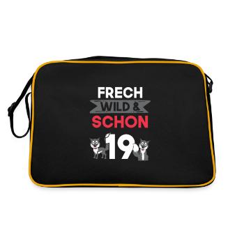 19 Jahre Geburtstag Wolf - Retro Tasche - Schwarz/Gold - Hinten