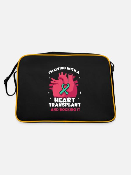 I'm Living With A heart Transplant And Rocking It - Retro Tasche - Schwarz/Gold - Hinten