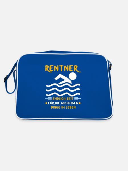 Rentner Rente Rentenbeginn Schwimmen Schwimmer - Retro Tasche - Blau/Weiß - Hinten