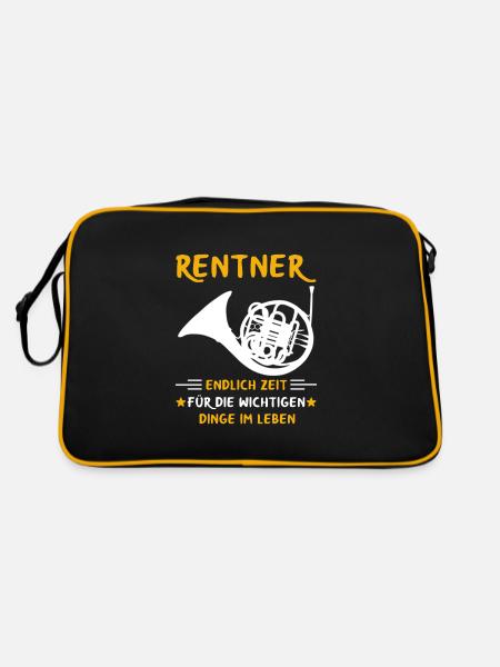 Rentner Rente Rentenbeginn Waldhorn - Retro Tasche - Schwarz/Gold - Hinten