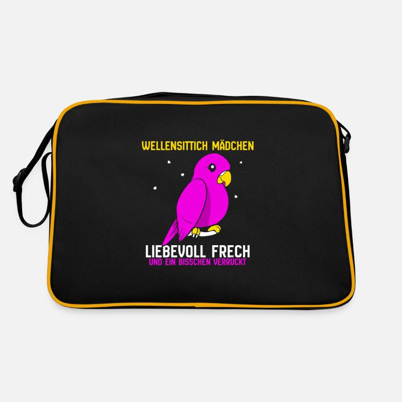 Wellensittich Mädchen Retro Tasche