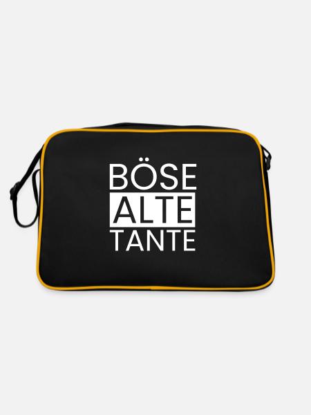 Böse Alte Tante - Retro Tasche - Schwarz/Gold - Hinten