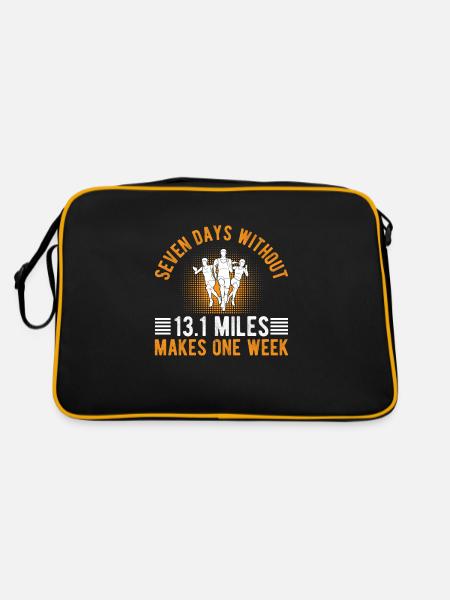 Seven days without 13.1 miles Half Marathon - Retro Tasche - Schwarz/Gold - Hinten