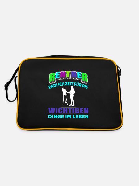 Rentner Rente Rentenbeginn Bilder malen Malerei - Retro Tasche - Schwarz/Gold - Hinten