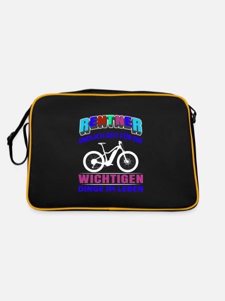 Rentner Rente Rentenbeginn Elektro Fahrrad - Retro Tasche - Schwarz/Gold - Hinten