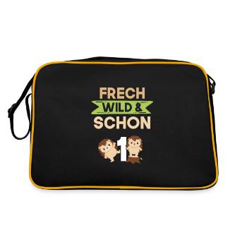 Geschenk 1 Jahr Geburtstag Igel - Retro Tasche - Schwarz/Gold - Hinten
