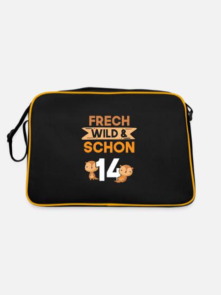 14 Jahre Geburtstag Junge Mädchen Otter - Retro Tasche - Schwarz/Gold - Hinten