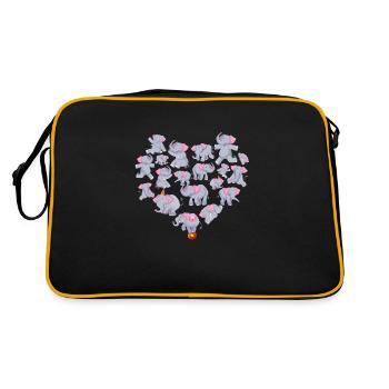Herz Elefant - Retro Tasche - Schwarz/Gold - Hinten