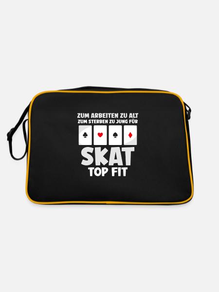 Zum arbeiten zu alt Skat top fit - Retro Tasche - Schwarz/Gold - Hinten