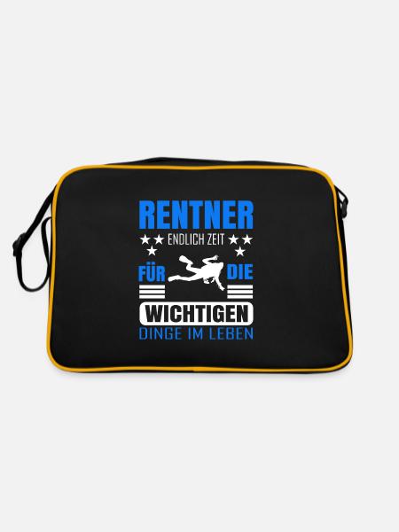 Rentner Rente Rentenbeginn tauchen Taucher - Retro Tasche - Schwarz/Gold - Hinten