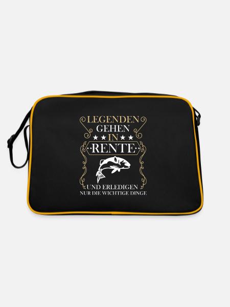 Rentner Rente Rentenbeginn Angler Angeln - Retro Tasche - Schwarz/Gold - Hinten