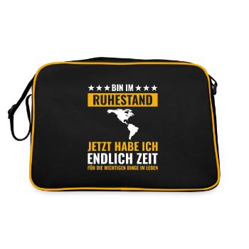 Rentner Rente Rentenbeginn Südamerika - Retro Tasche - Schwarz/Gold - Hinten