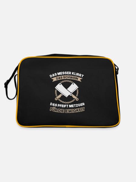 metzger für die ewigkeit - Retro Tasche - Schwarz/Gold - Hinten