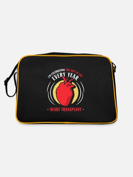 Celebrating the Gift of Life every year Heart - Retro Tasche - Schwarz/Gold - Hinten