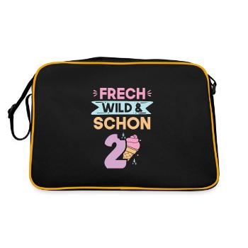 2 Jahre Geburtstag Junge Mädchen Eis essen - Retro Tasche - Schwarz/Gold - Hinten