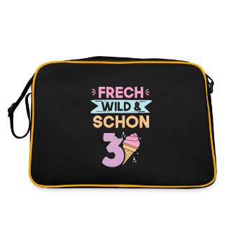 3 Jahre Geburtstag Junge Mädchen Eis essen - Retro Tasche - Schwarz/Gold - Hinten