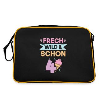 4 Jahre Geburtstag Junge Mädchen Eis essen - Retro Tasche - Schwarz/Gold - Hinten