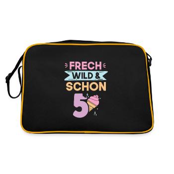 5 Jahre Geburtstag Junge Mädchen Eis essen - Retro Tasche - Schwarz/Gold - Hinten