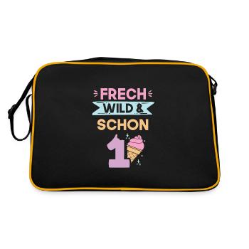 Geschenk 1 Jahr Geburtstag Eis essen - Retro Tasche - Schwarz/Gold - Hinten