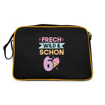 6 Jahre Geburtstag Junge Mädchen Eis essen - Retro Tasche - Schwarz/Gold - Hinten