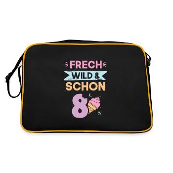 8 Jahre Geburtstag Junge Mädchen Eis essen - Retro Tasche - Schwarz/Gold - Hinten