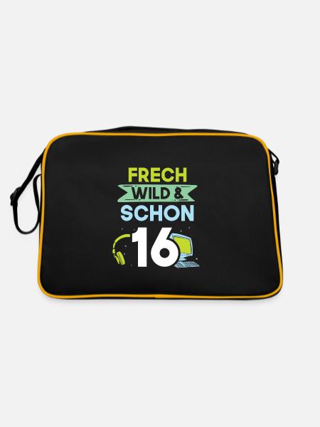 16 Jahre Geburtstag Gamer Gaming - Retro Tasche - Schwarz/Gold - Hinten