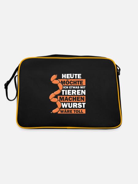 Heute möchte ich etwas mit tieren machen - Retro Tasche - Schwarz/Gold - Hinten