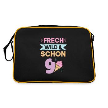 9 Jahre Geburtstag Junge Mädchen Eis essen - Retro Tasche - Schwarz/Gold - Hinten