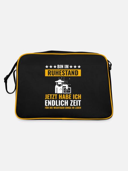 Rentner Rente Rentenbeginn Imker Bienen - Retro Tasche - Schwarz/Gold - Hinten